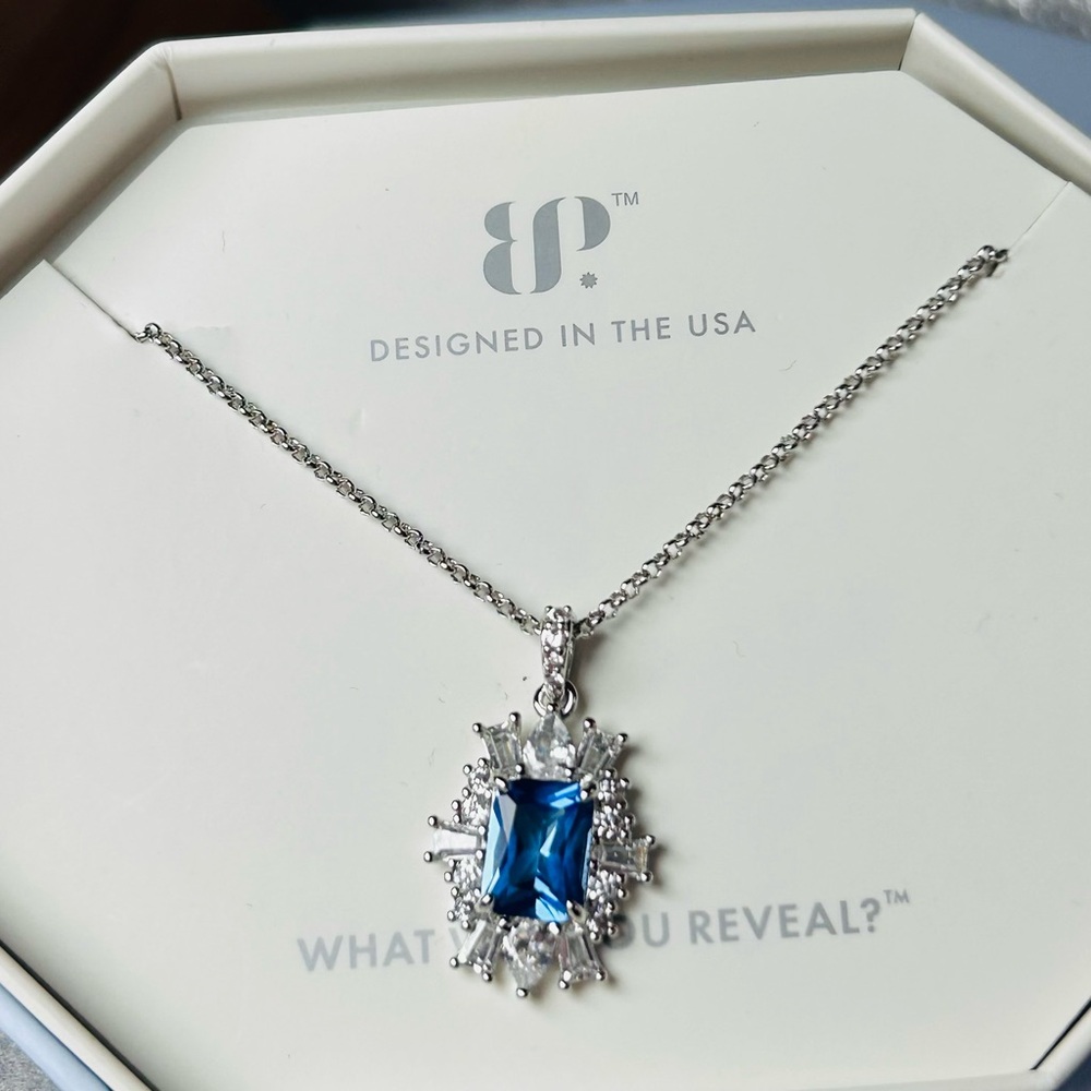 Bomb Party Blue Lab Created Blue Sapphire Necklace New
